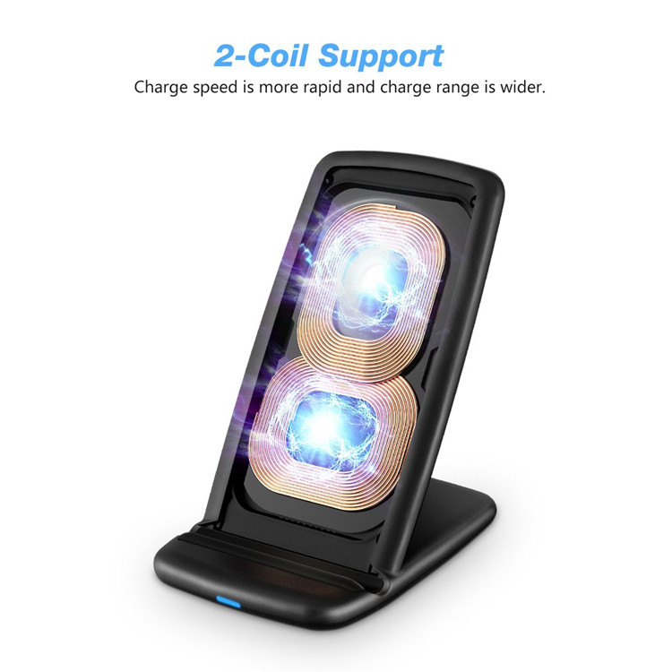 Fast Wireless Charging Charger Stand Station Qi Compatible Device (Black)